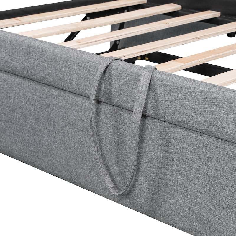 Twin Upholstered Daybed with Pop-Up Trundle, USB Charging Ports, Convertible Sofa Bed