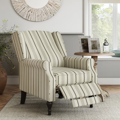 The Gray Barn Hale Rustic Woven Striped Linen Wingback Push-back Recliner