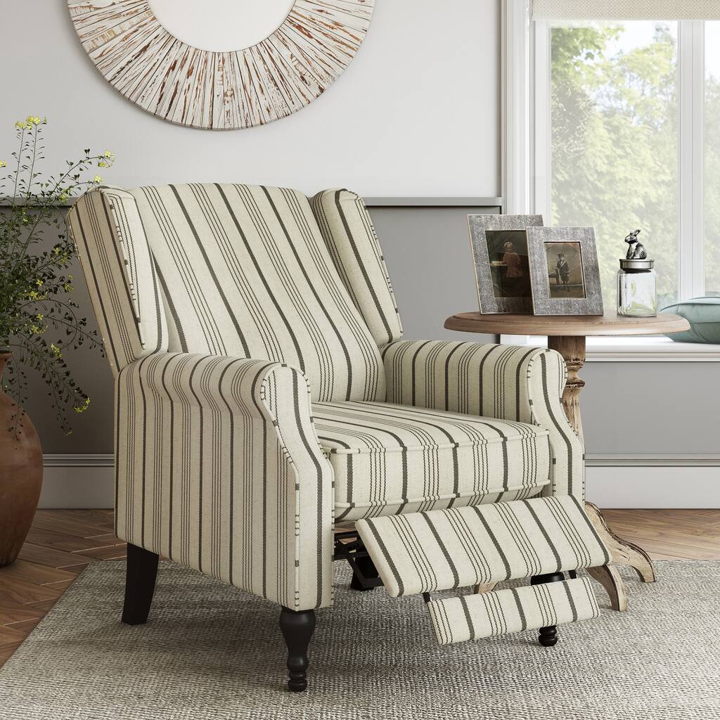 The Gray Barn Hale Rustic Woven Striped Linen Wingback Push-back Recliner