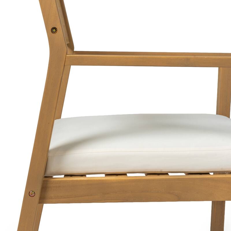 Outdoor Patio Dining Table Set for 6 - Person with Umbrella Hole Acacia Wood and Removable Cushions