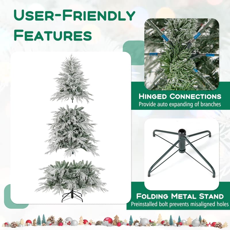 Costway 6/7/8 FT Artificial Christmas Tree with 820 PE PVC Branch Tips - Green & White - See Details