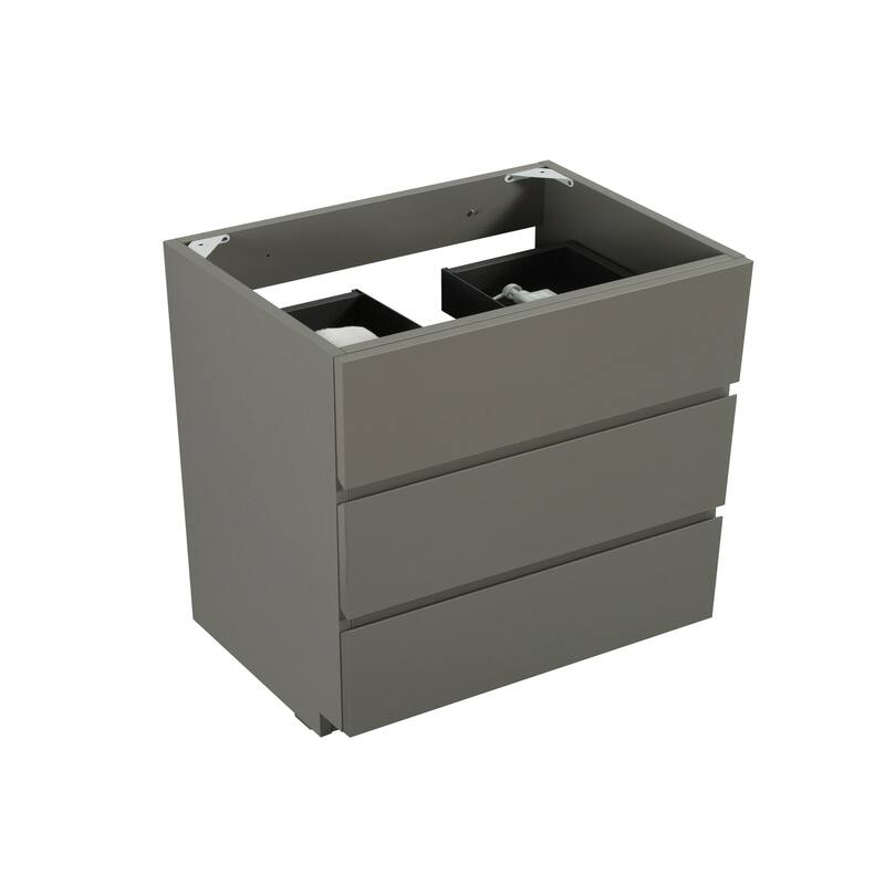 GDFStudio - Alice Gray Freestanding Bathroom Cabinet with Three Soft-Close Drawers, Pre-Assembled, No Basin