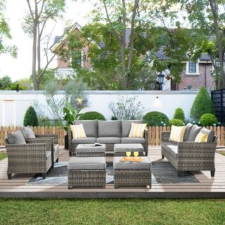 OVIOS 8-piece Patio Furniture Wicker Outdoor High-back Sectional Set