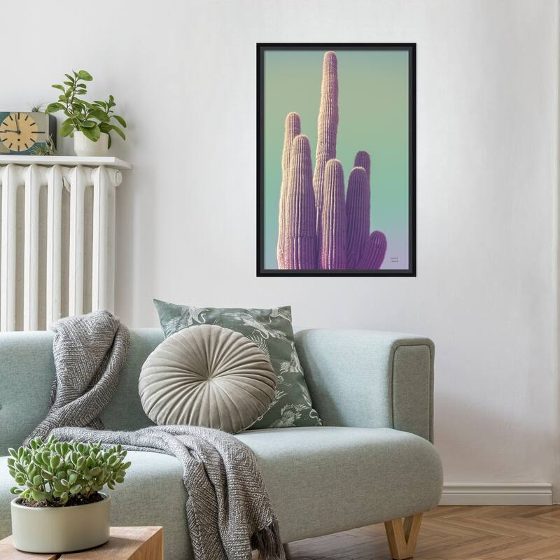 Saguaro Green Pastel by Nathan Larson Wood Framed Wall Art Print