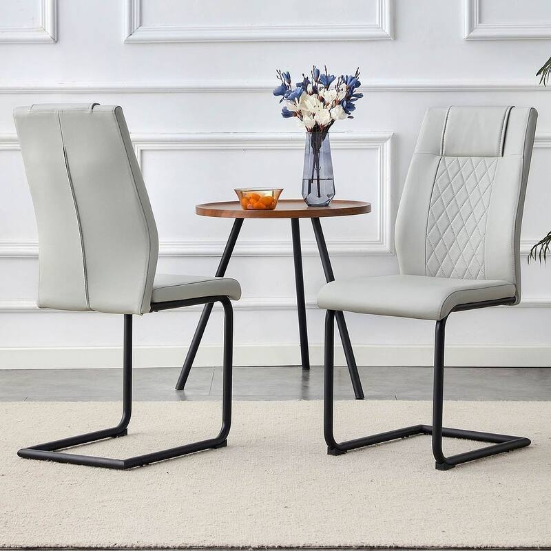 PU Leather Upholstered Dining Chair with Metal Feet