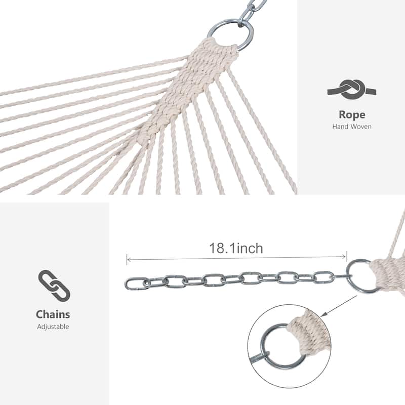 Outdoor Portable 2 Person Hammock with Spreader Bar - 78.7*55.1