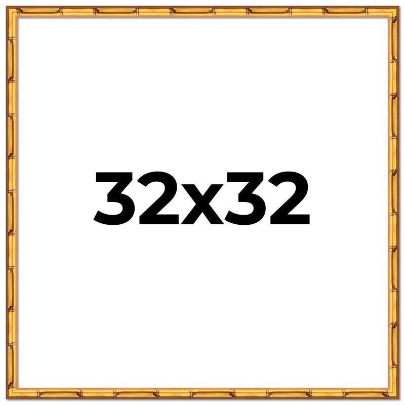 32x32 Frame Gold Bamboo Picture Frame - Modern Photo Frame Includes UV