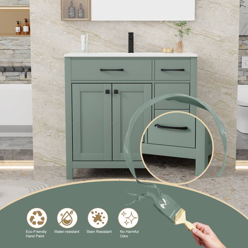 Modern Bathroom Vanity with Sink & Faucet Storage Cabinet Set