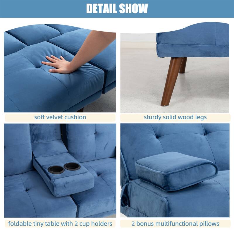 Futzca 60" Small Loveseat, 3 in 1 Cute Convertible Sofa Bed