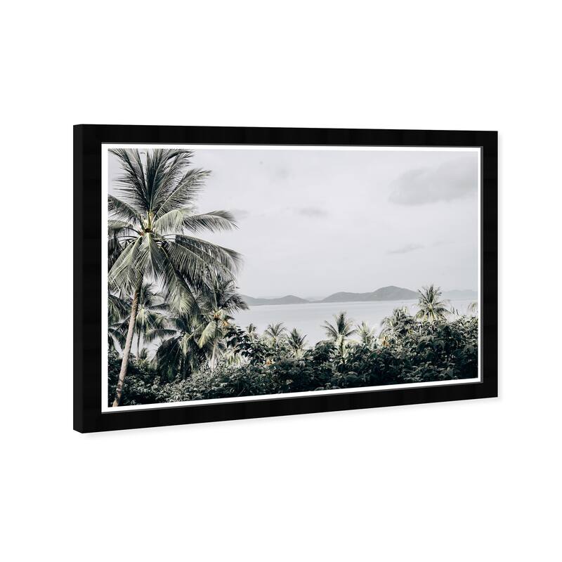 Wynwood Studio Prints Floral and Botanical Behind the Palm Trees Green and Tropical Wall Art Canvas Print