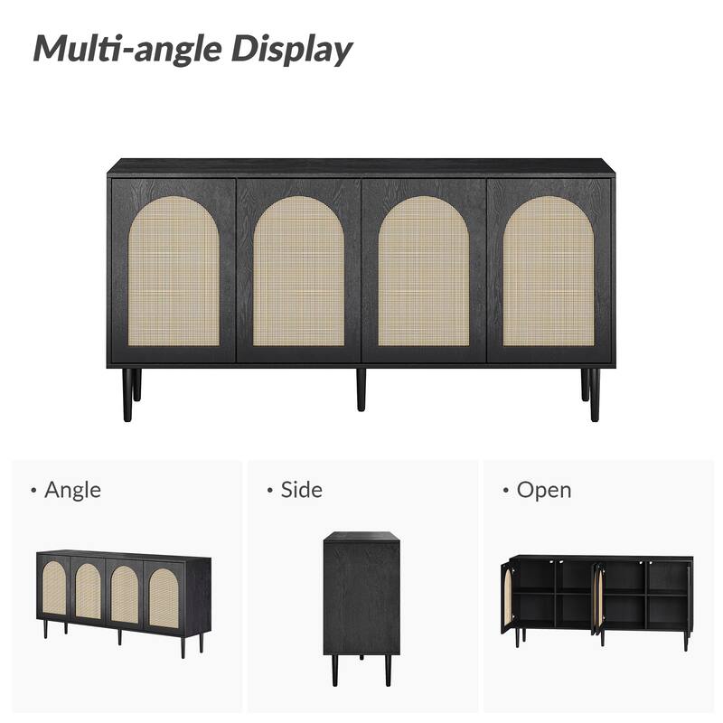 Uirico Multifunctional Buffet Sideboard Cabinet with Rattan Design by HULALA HOME