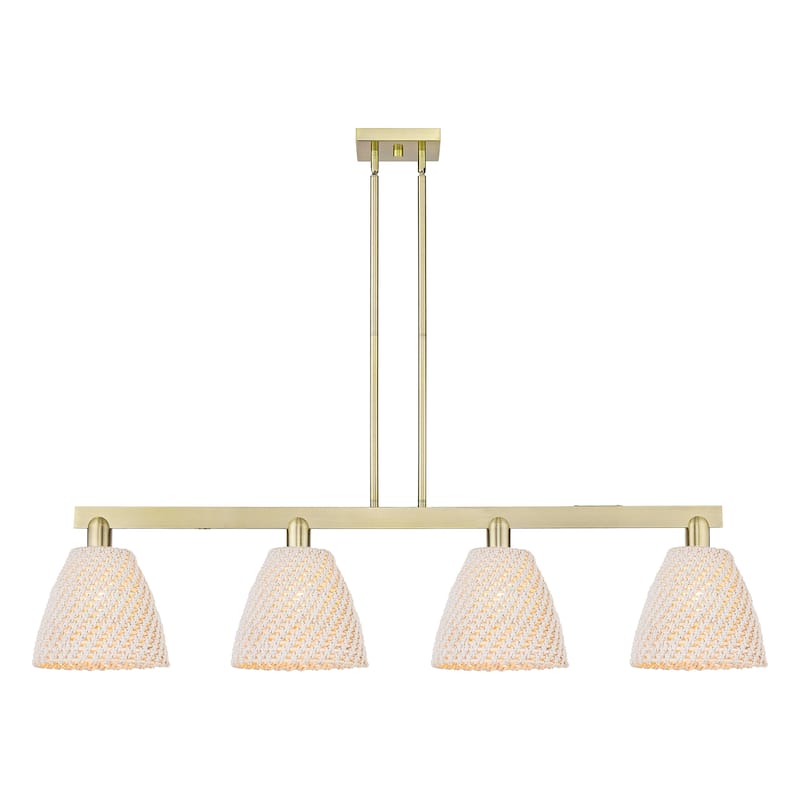 Innovations Lighting Endless Possibilities Arcadia - Bristol Natural - 4 Light 52" Stem Hung Island Light - Antique Brass