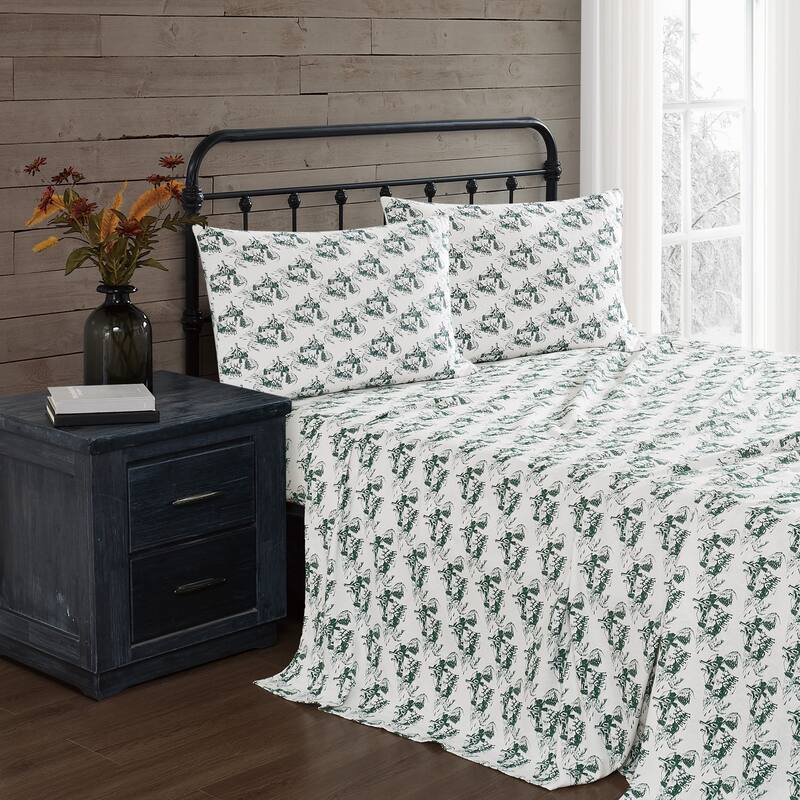 Truly Soft Printed and Solid Cotton Flannel 4 Piece Sheet Set