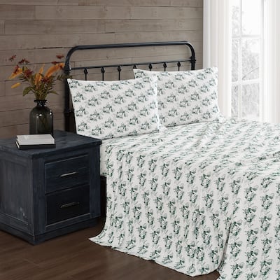 Truly Soft Printed and Solid Cotton Flannel 4 Piece Sheet Set