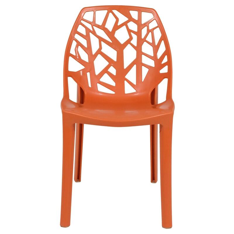 Stackable Dining Chair in Polypropylene (Set of 4) Modern Cut-out Design Backrest Accent Side Chair