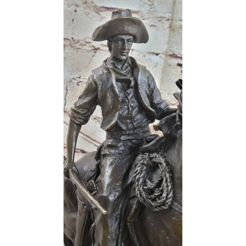 The Arizona Cowboy Bronze Statue, Inspired By Frederic Remington Sculpture Gift