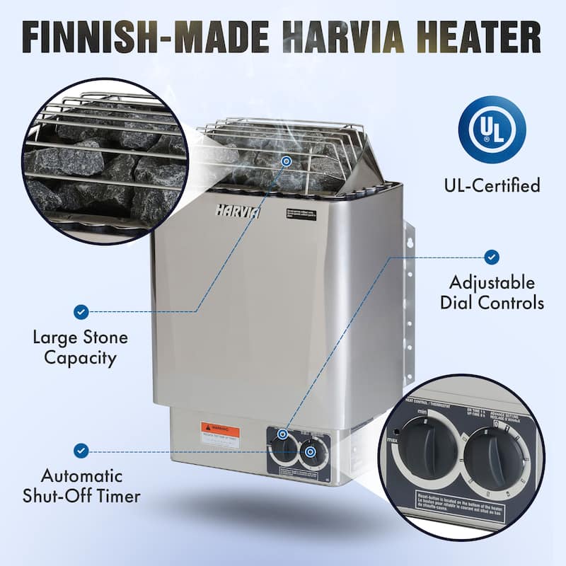 ALEKO Canadian Hemlock 4 Person Indoor Wet Dry Sauna with UL Certified Heater