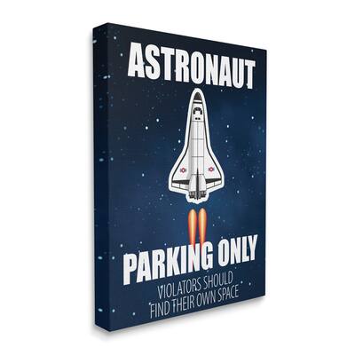 Stupell Astronaut Parking Only Sign Kids' Space Jet Humor Canvas Wall Art - Blue