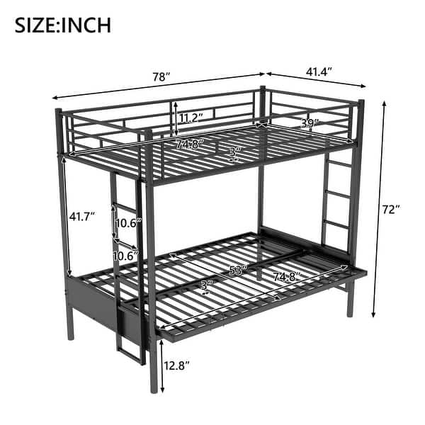 Merax Twin over Full Metal Functional Bunk Bed with Ladders - Bed Bath ...