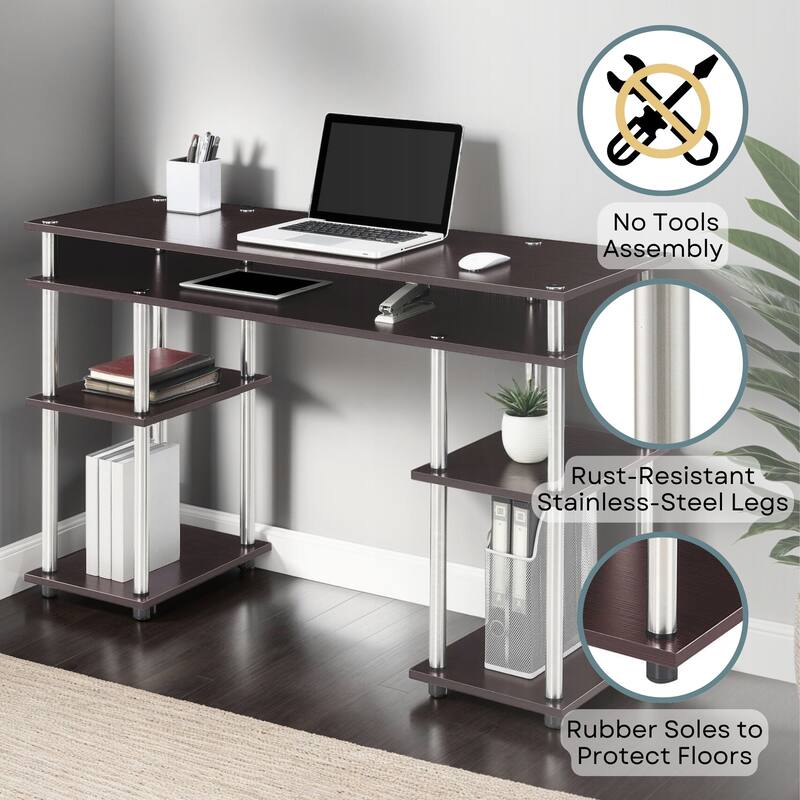 Convenience Concepts Designs2Go No Tools Student Desk with Shelves