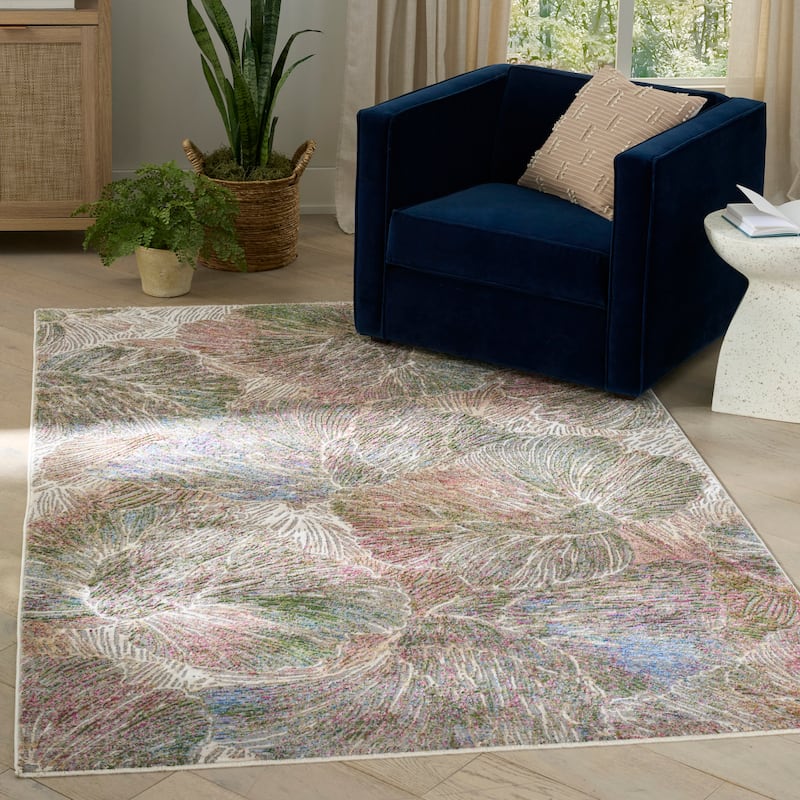 Nourison Quaint Harmony Indoor only Green Floral Area Rug - Sage/Multicolor - 5'3" x 7'6"