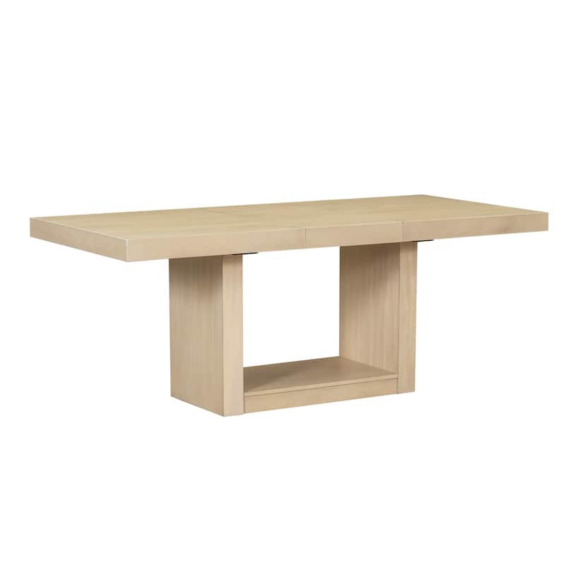 Roomfitters Contemporary 6-Piece 78" Extendable Pedestal Dining Table Set with 18" Leaf, Bench and 4 Chairs, Natural