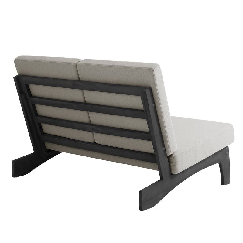 2-Piece Outdoor Teak Wood Loveseat Patio Set with Side Table