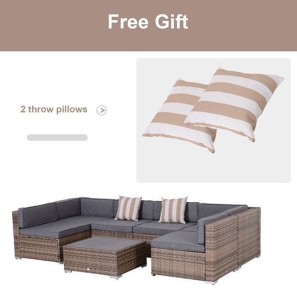 Shop Black Friday Deals On Outsunny 7 Piece Outdoor Patio Furniture Set With Modern Rattan Wicker Perfect For Garden Deck And Backyard On Sale Overstock 20508198 Heather Grey