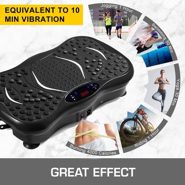 Vibration Platform, Full Body Exercise Vibration Plate, Vibration Machine  350lbs LCD 3 Levels Massage Remote Bluetooth USB - Bed Bath & Beyond