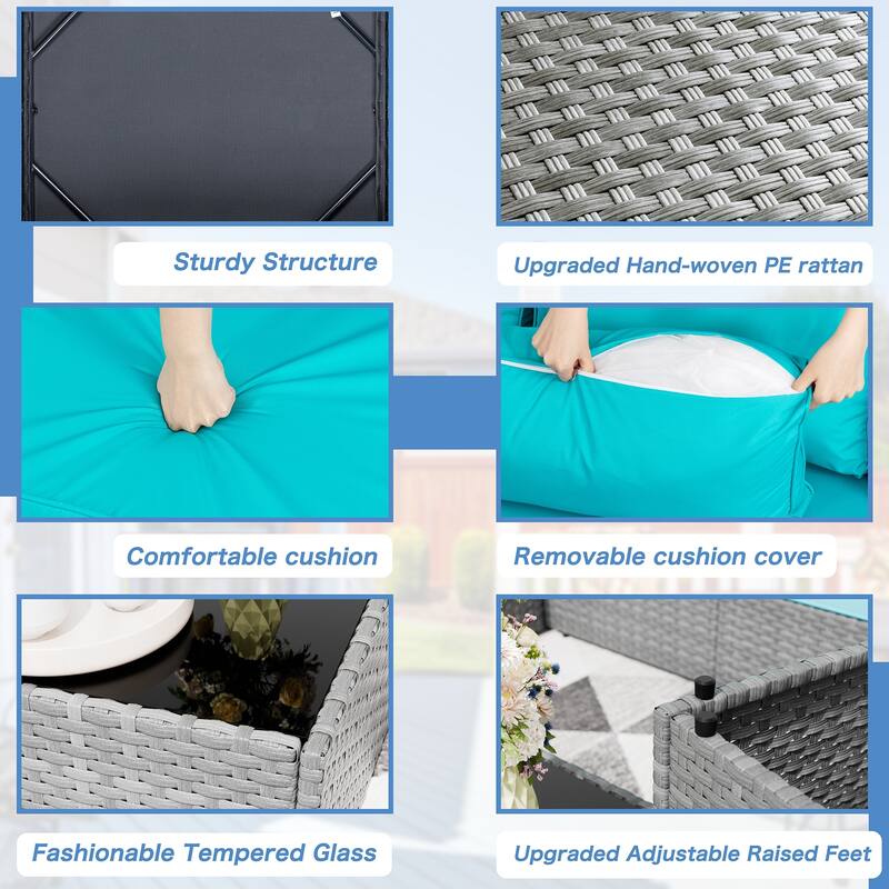 7-Piece Outdoor Sectional Seating Group with Cushions