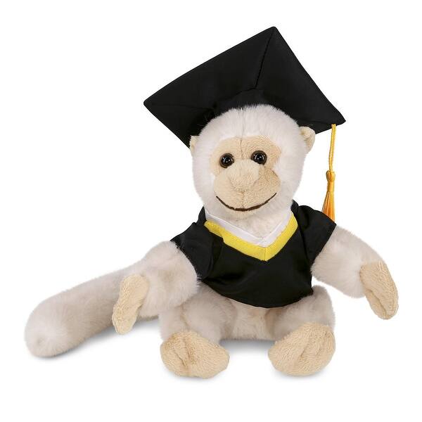 slide 2 of 6, DolliBu White Squirrel Monkey Graduation Plush Toy with Gown and Cap - 6.5 inches