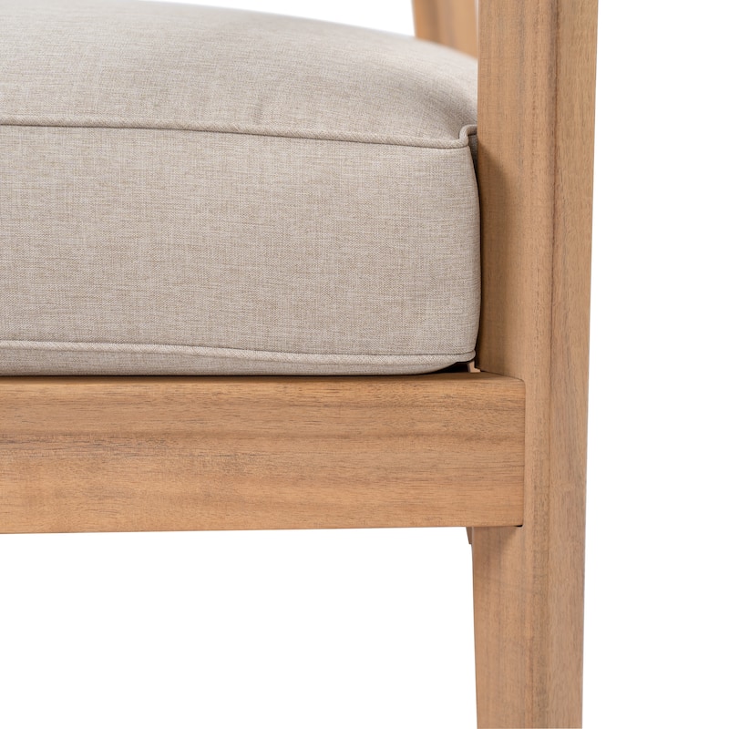 Christopher Knight Home - Mitchell Acacia Wood Club Chair with Seat Cushion