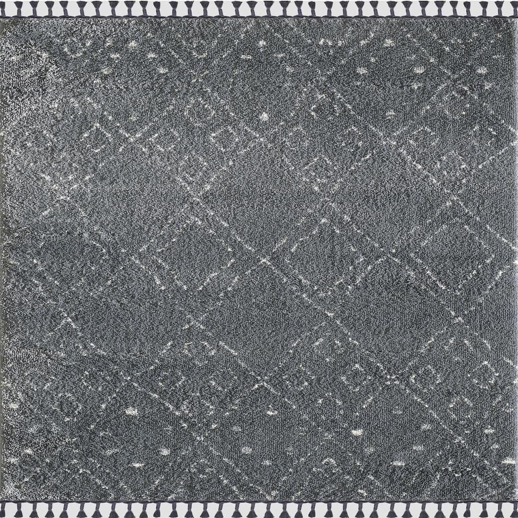 Totti Diamond Dark Gray/Gray 8x10 Ikat Rug - 8'X10' Rectangular - 8'X10' Rectangular
