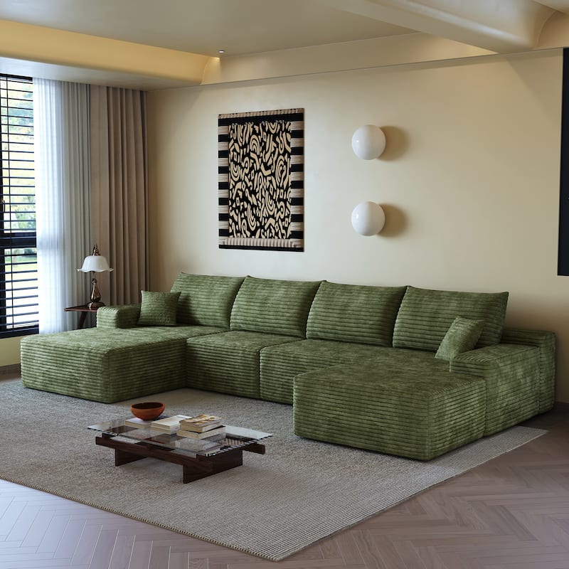 Modular U-shaped Sectional Sofa Symmetrical Deep Seat Sectional Couch with Left Facing Chaise Lounge and Ottoman