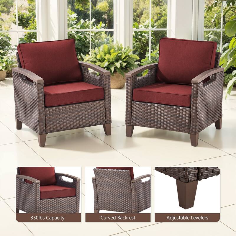 Gymojoy Wicker Patio Chairs Set of Two with Olefin Cushions Water-Resistant