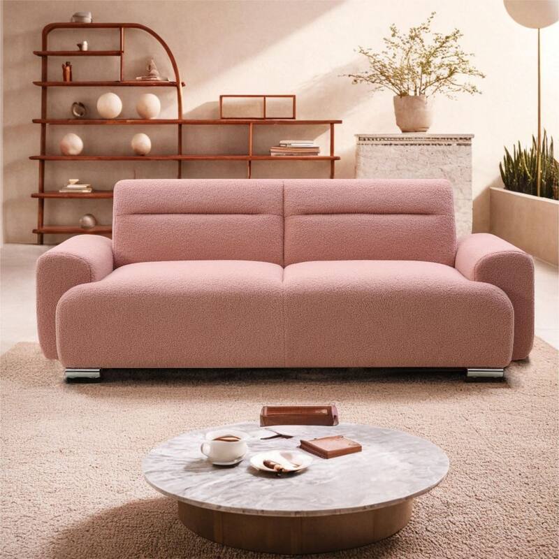 Modern 3 seater Teddy Convertible Living Room Sofa - Pink