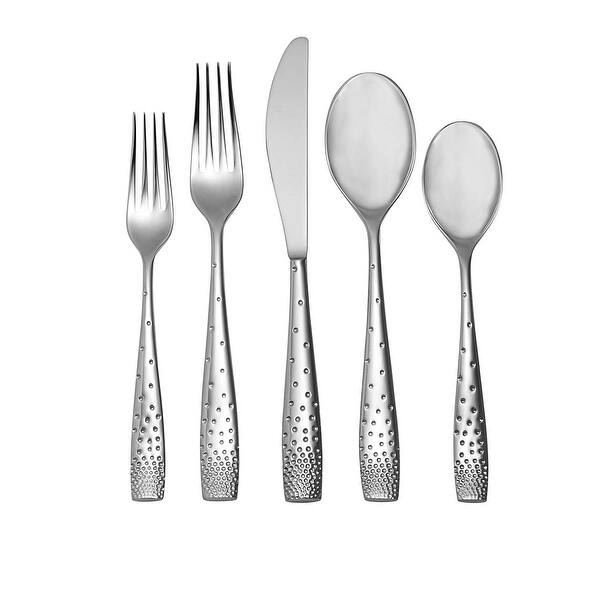 slide 1 of 3, Nambe Tilt Dazzle 45-Piece Flatware Set Service for 8 Plus Butter Knife, Sugar Spoon and 3 Piece Hostess Set Silver - Service for 8