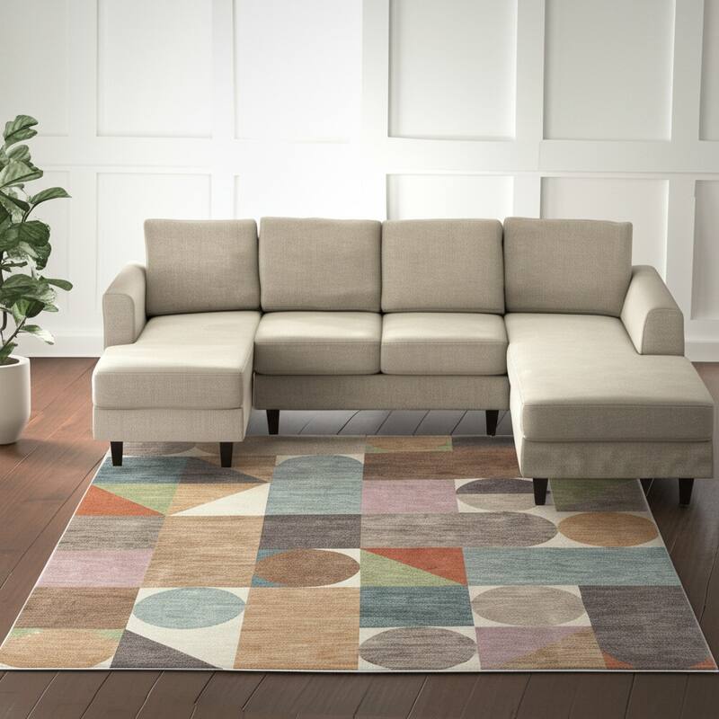 HomeRoots Checkered Modern Rectangle Area Rug - 120.00 in. x 93.00 in.  x 0.47 in.