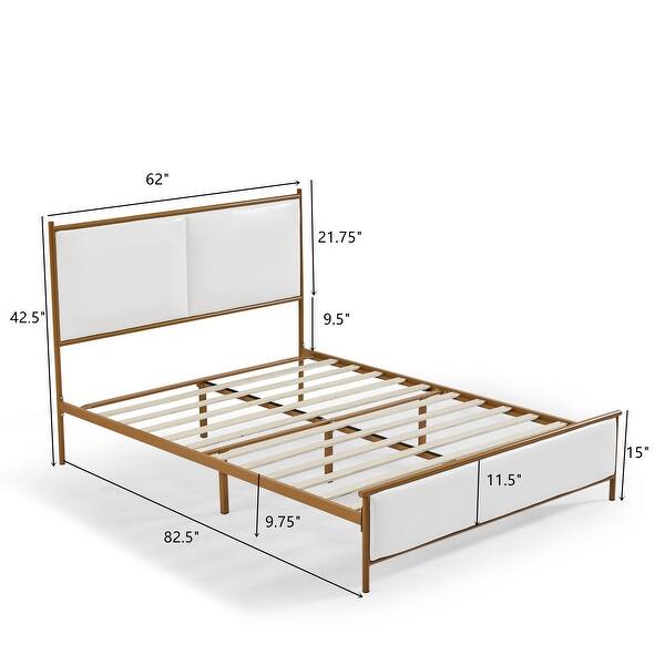 Classic Metal Frame Solid Wood Ribs Queen size Sleeping Bed - Bed Bath ...