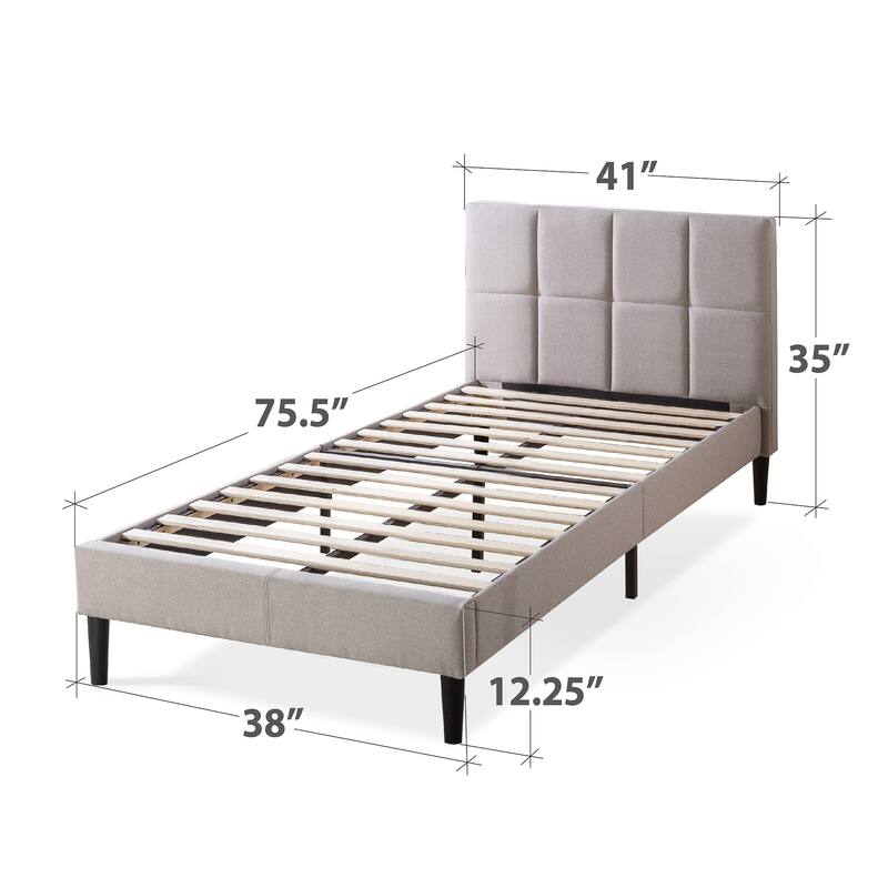 Priage by ZINUS Upholstered Square Stitched Platform Bed Frame