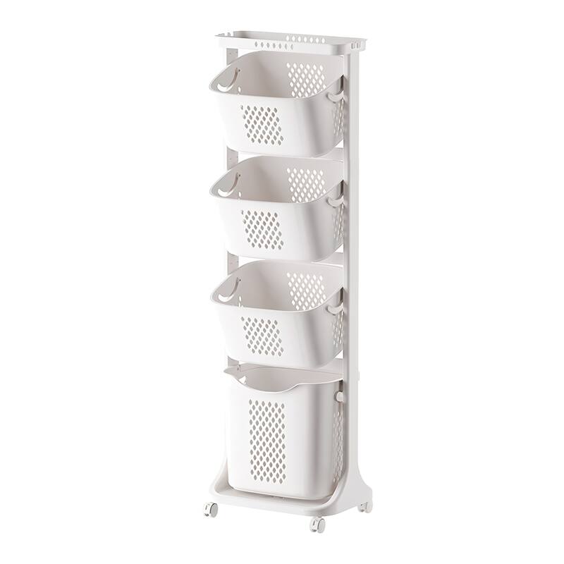 4-Tier Laundry Hamper Sorter, Laundry Storage Organizer with Wheels Removable Rolling Laundry Baskets