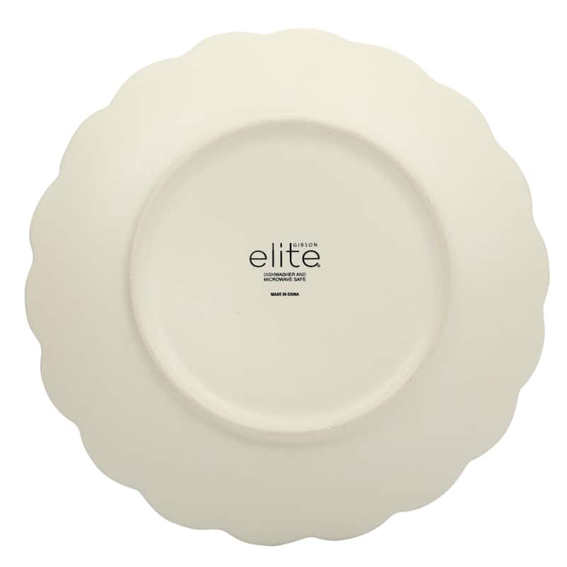 Gibson Elite Malibu Shore 16 Piece Scallop Stoneware Reactive Glaze (Service for 4) Ceramic Plates and Bowls Dinnerware Set