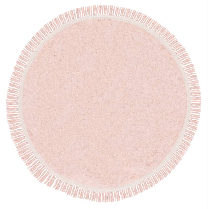SAFAVIEH Easy Care Machine Washable Zenepe Trientje Rug - 6' x 6' Round - Pink/Ivory - Round