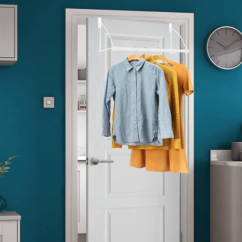 Over the Door Closet Valet with Hanging Bar Expandable 17" - 23.75" L x 9" x 10" White