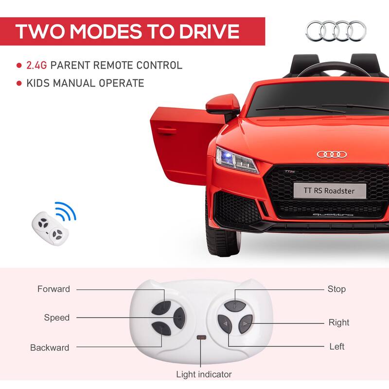 Licensed Audi TT RS 6V Kids Ride On Car with Suspension, Remote Control, Horn, Music & MP3 Player