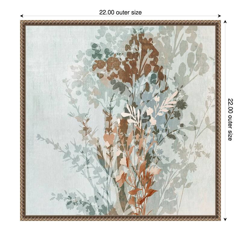 Muted Layers of Floral Shadows by Alex Black Framed Canvas Wall Art Print - 22 x 22 in