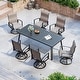 preview thumbnail 16 of 31, Pellebant Outdoor Aluminum Dining Table with Umbrella Hole for 6-8 Person