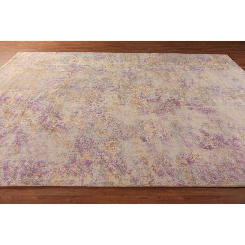 Modern Abstract Indian Area Rug Handmade Multi-Color Wool Carpet - 8'11"x 11'9"
