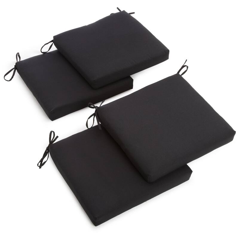 20-inch by 19-inch Twill Indoor Chair Cushion (Set of 1, 2, or 4) - 20 x 19 - Set of 4 - Black