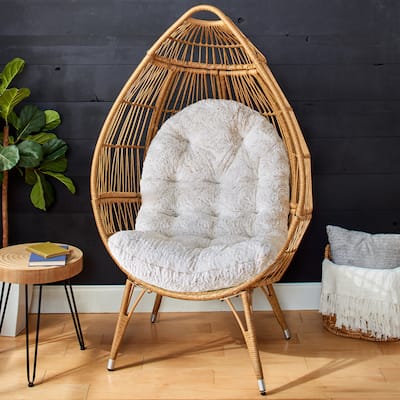 Sorra Home Indoor Faux Fur Egg Chair Replacement Cushion (Cushion Only)